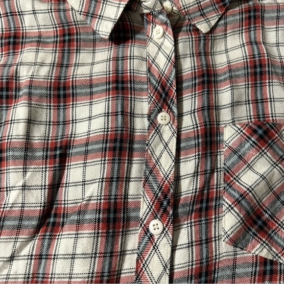 Sanctuary women's large white and orange plaid button down long sleeve shirt - Picture 5 of 5